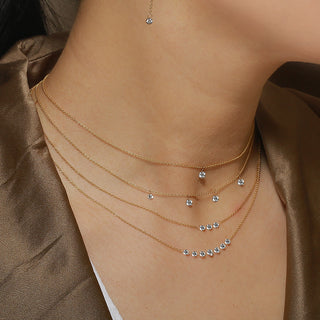 Single Drilled Diamond Float Necklace.