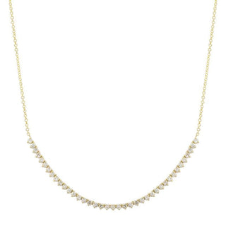 3 Prong Diamond Tennis Chain Necklace.