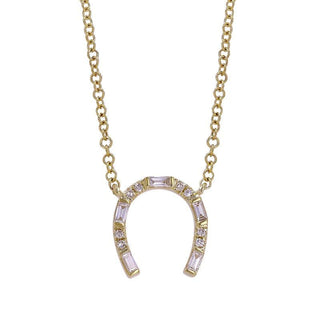 Diamond Baguette Horseshoe Necklace.