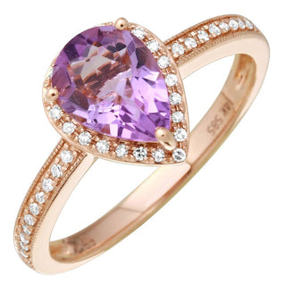 Rose Gold Amethyst Pear Engagement Ring.