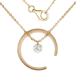 Unclosed Circle Diamond Float Necklace.