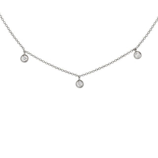 3 Diamond Bezel Spaced Charm Necklace.