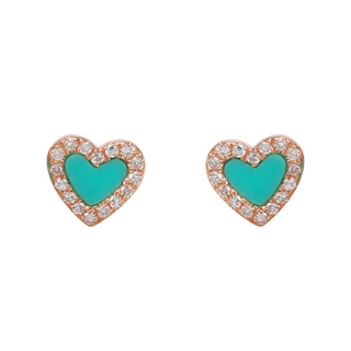 Turquoise Heart Studs.