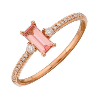 Pink Tourmaline Baguette Ring.