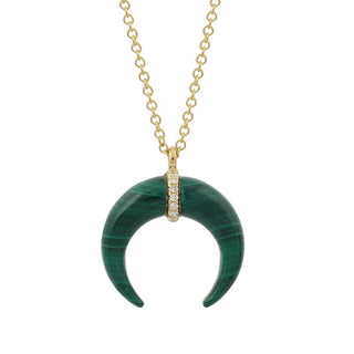 Crescent Horn Gemstone Pendant Necklace.