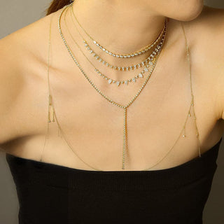 Illusion Pear Shape Diamond Double Chain Necklace.