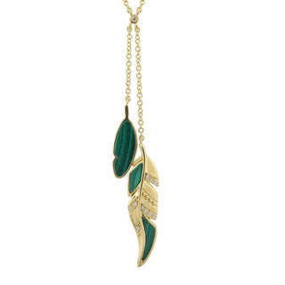 Malachite Leaf Diamond Lariat Necklace.