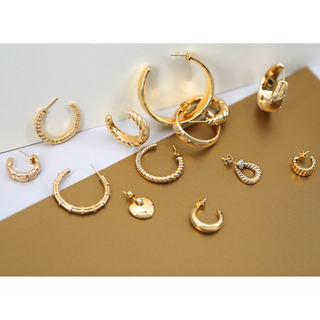 Light Weight Gold Croissant Open Hoop Earrings - ECOMARK Diamonds
