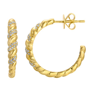 Diamond Croissant Open Hoop Earrings - ECOMARK Diamonds