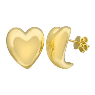 Heart Cuff Stud Earrings Light Weight Gold - ECOMARK Diamonds