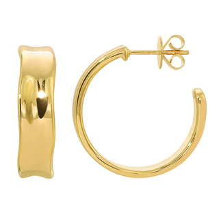 Light Weight Gold Smooth Wide Open Hoop Earrings - ECOMARK Diamonds