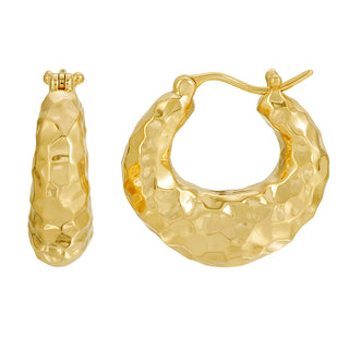 Light Weight Gold Hammered Hoop Earrings - ECOMARK Diamonds