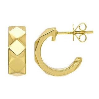 Light Weight Gold Studded Open Hoop Earrings - ECOMARK Diamonds