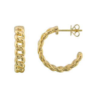 Cuban Link Open Hoop Earrings Light Weight Gold - ECOMARK Diamonds