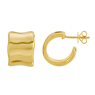 Light Weight Gold Wide Mini Open Hoop Earrings - ECOMARK Diamonds