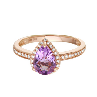 Rose Gold Amethyst Pear Engagement Ring.