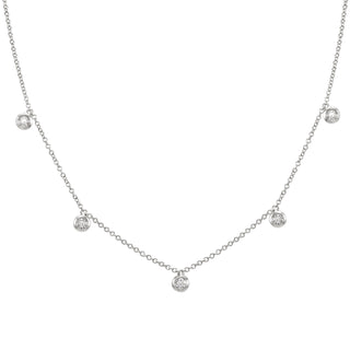 14k White Gold ECOMARK® Created Diamond Station Charm Necklace (1/4 cttw, E-F, VS2-SI1), 16+2" - ecomarkdiamonds
