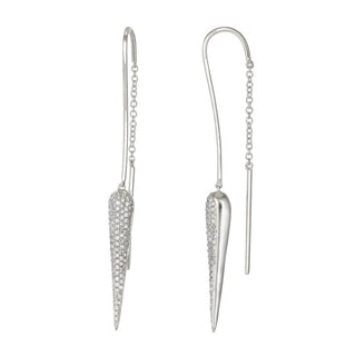 Long Horn Diamond Threader Chain Earrings.