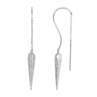 Long Horn Diamond Threader Chain Earrings.