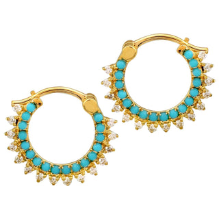 Beaded Turquoise Lace Hoops.