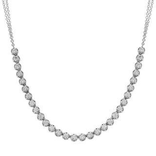 2 1/4 Carat Crown Prong Diamond Tennis Chain Necklace.