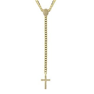 Cuban Link Chain Cross Y-Necklace.