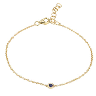 Bezel Sapphire Charm Link Bracelet.