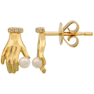 Pearl Hand Stud Earrings.