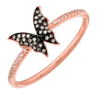 Black & Gold Diamond Butterfly Ring.