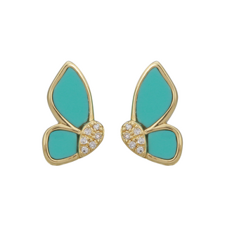 Turquoise Butterfly Profile Studs.