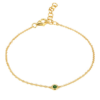 Emerald Bezel Charm Link Bracelet.