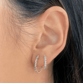 Diamond Scallop Hoop Earrings 16.5mm.