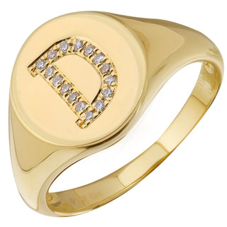 Diamond Initial Signet Ring.