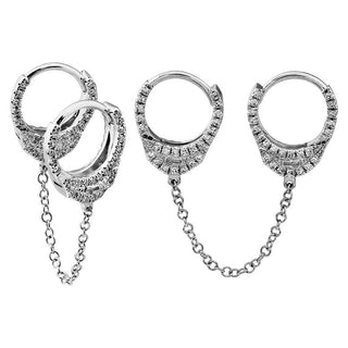 White Gold Double Handcuff Earring.