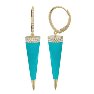 Long Cone Shape Gemstone Dangle Earrings.