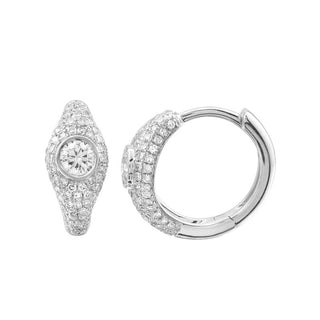 Round Diamond Dome Huggie Earrings - ECOMARK Diamonds