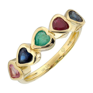Bezel Gemstone Hearts Ring.