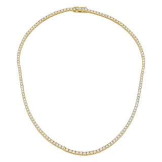 5 Carat Classic Yellow Gold Diamond Tennis Necklace.