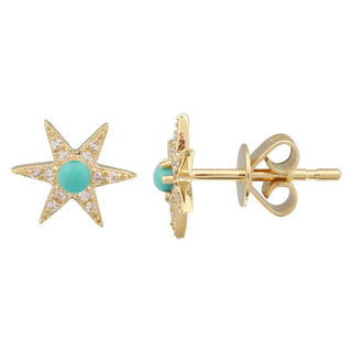 Turquoise Bead Star Earrings.