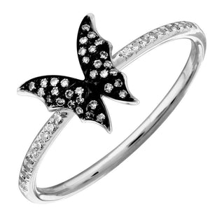 Black & Gold Diamond Butterfly Ring.