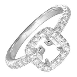 Square Halo Semi-Mount Engagement Ring.