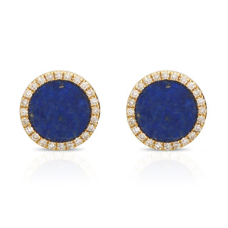 Rose Gold Gemstone Big Halo Stud Earrings - ECOMARK Diamonds