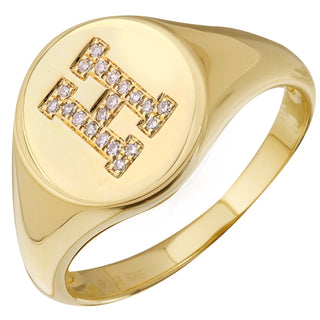 Diamond Initial Signet Ring.