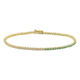 Half Emerald Diamond Crown Prong Tennis Bracelet.