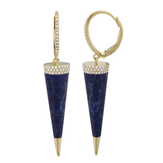 Long Cone Shape Gemstone Dangle Earrings.