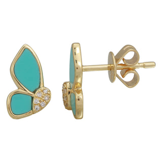 Turquoise Butterfly Profile Studs.