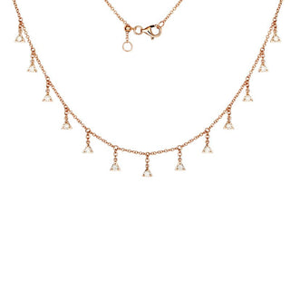 Rose Gold Triangle Tassel Diamond Necklace.