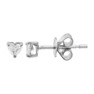 Heart Cut Diamond Solitaire Stud Earrings.