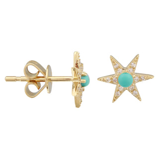 Turquoise Bead Star Earrings.