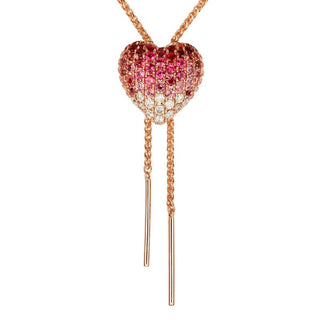 Pink Hombre Heart Lariat Necklace.